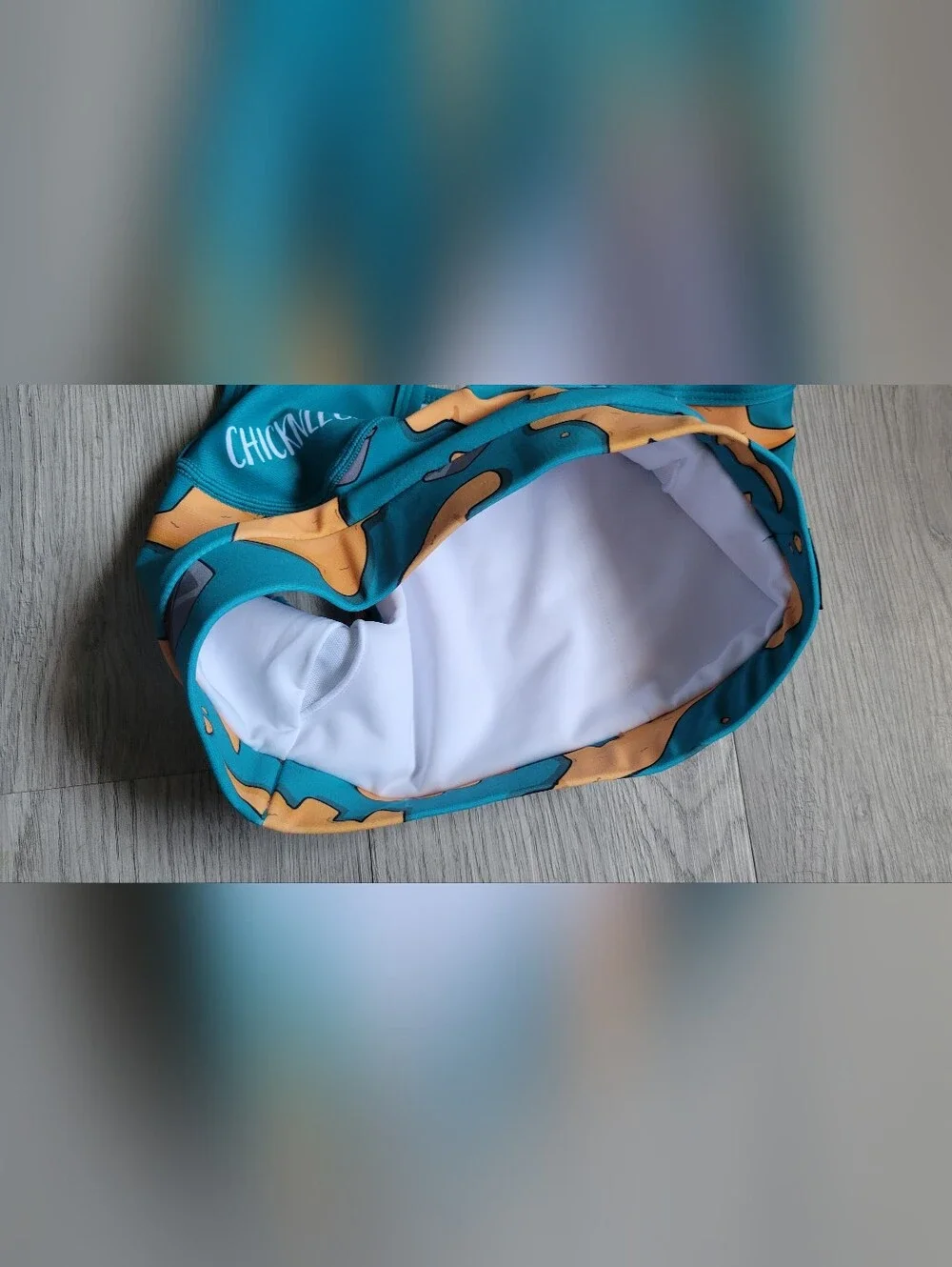 Chicknlegs Nuggets OG Teal & Brown Racerback Sports Bra, Women's Small